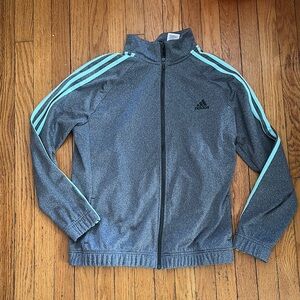 Adidas Jacket in Gray with Tiffany Blue Stripes
